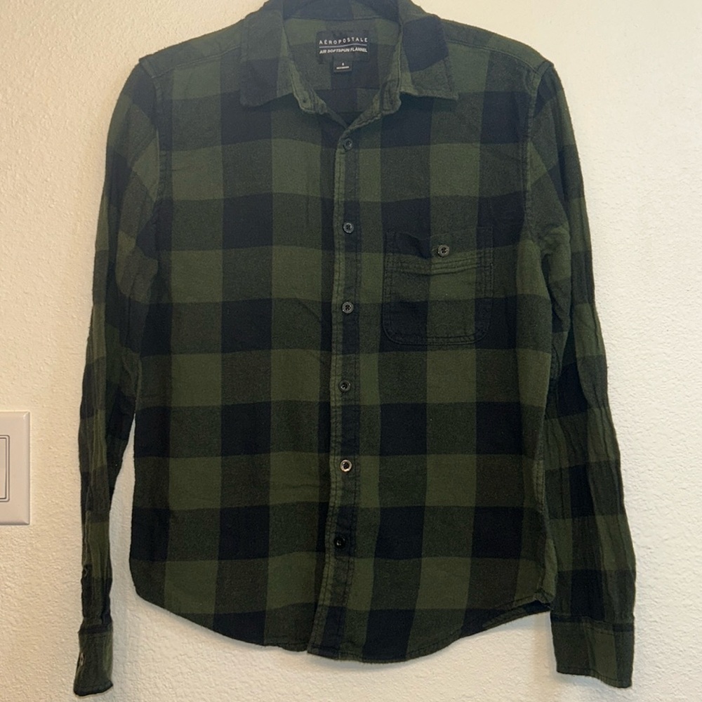 Aeropostale Men’s Flannel Size:S Dark green and black